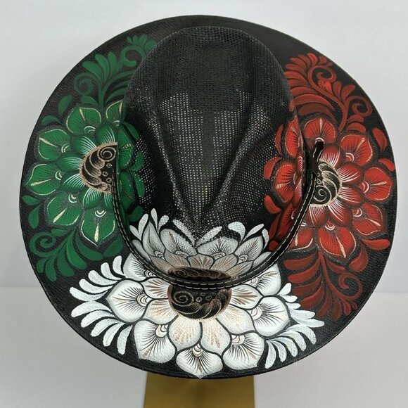 ?? NEW Hand-Painted Mexican Artisan Jute Boho Floral Sun Hat – Medium main image 8